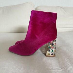 Betsey Johnson Pink Velvet Gem Heel